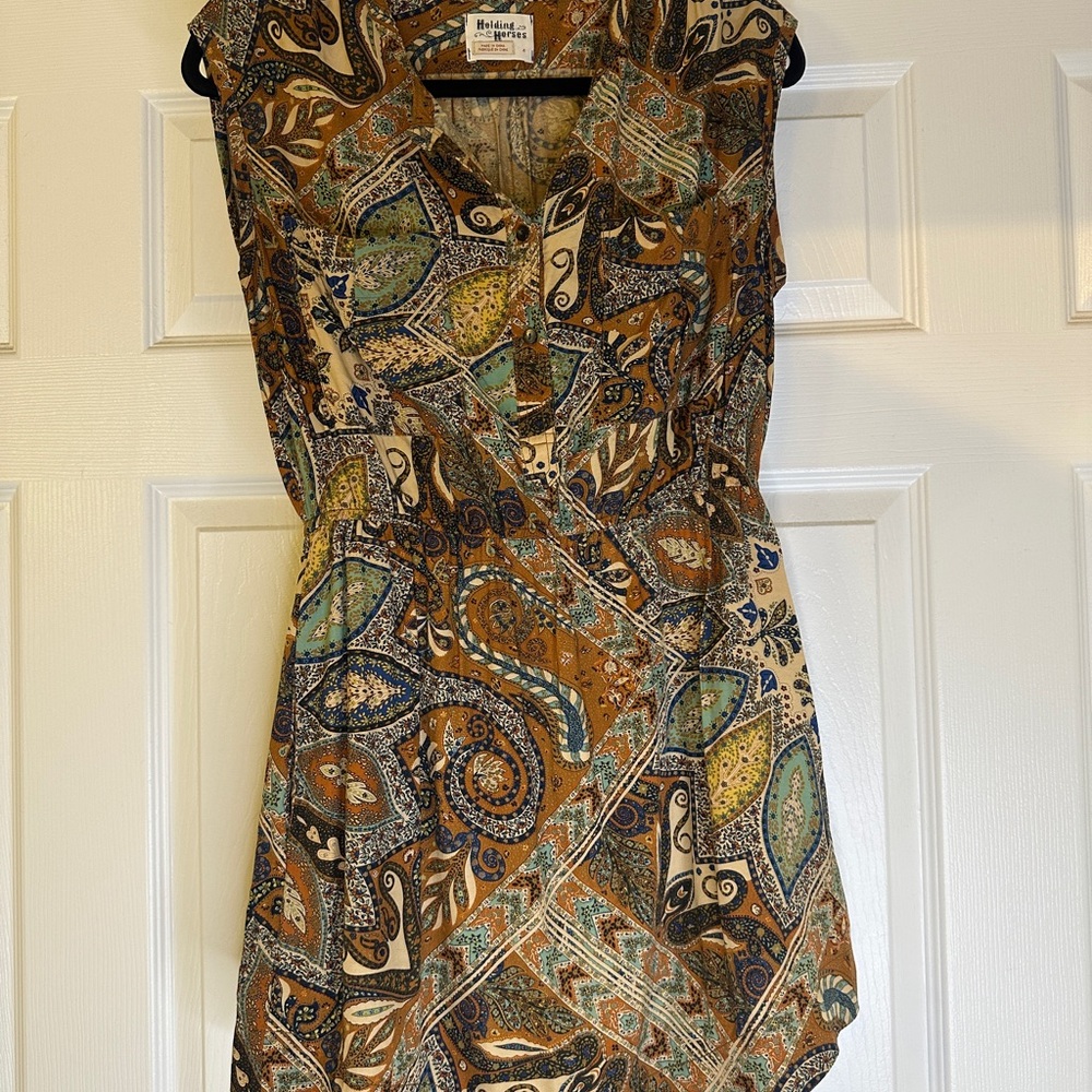 Holding Horses Anthropologie Paisley Patchwork Boho Dress Prairie Cottagecore